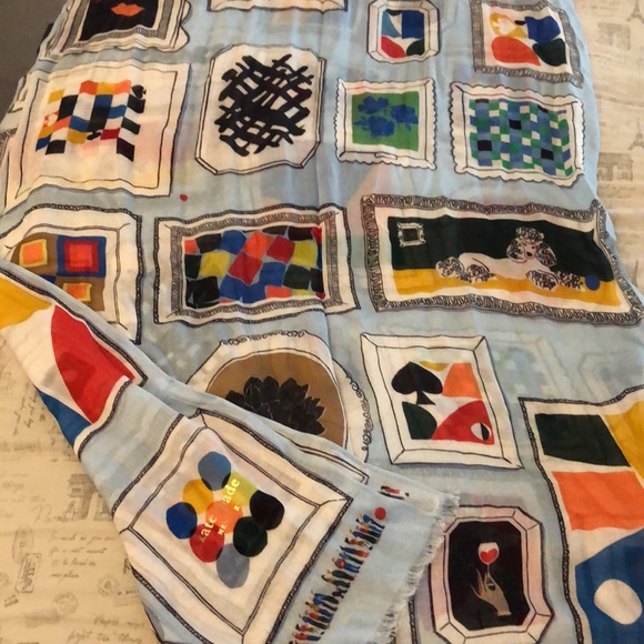 Kate Spade 100% Viscose Multicolored Gallery Wall Oblong Scarf OS NWT - Picture 9 of 16